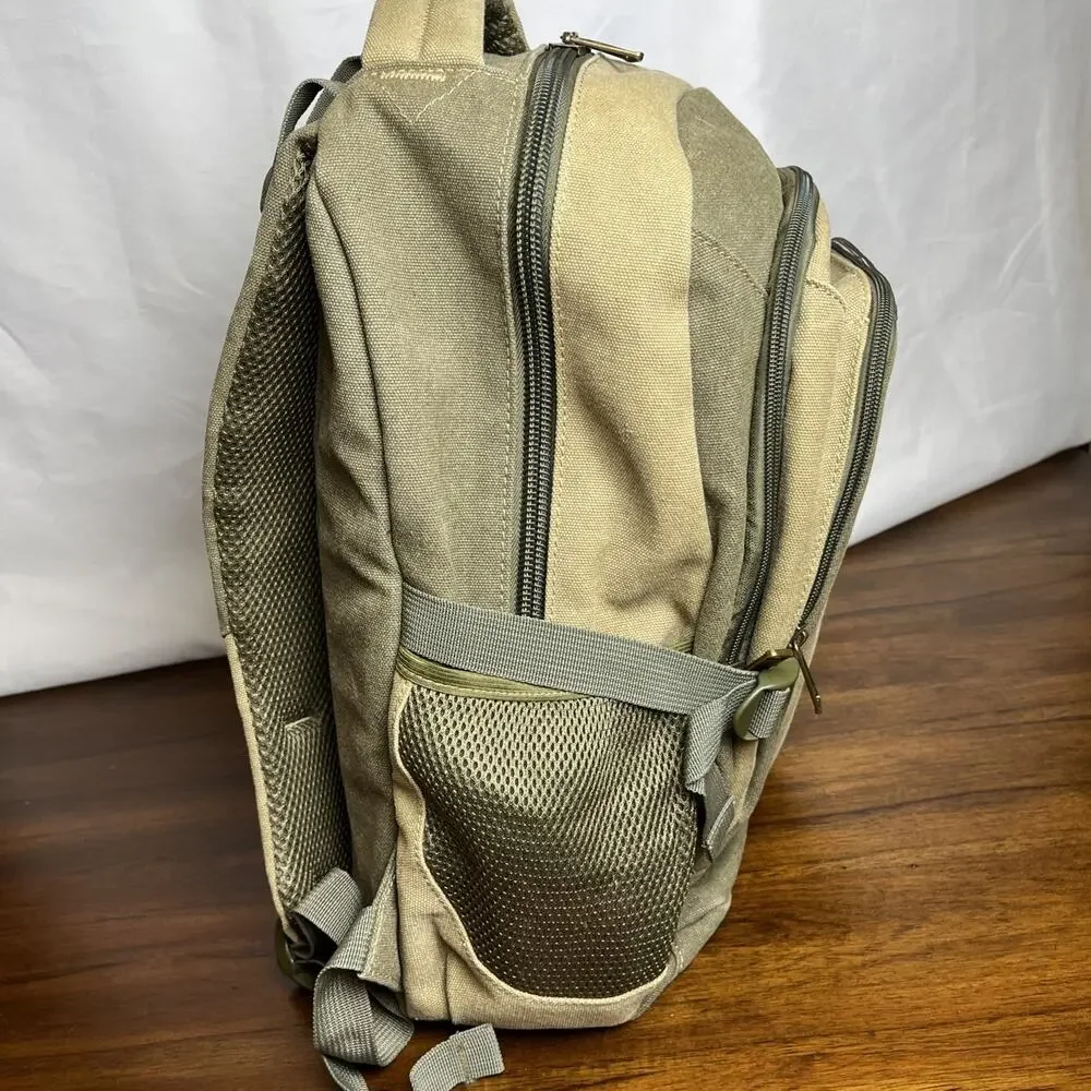 Manatee Apollo Beach FL Backpack Adult Full Size Olive Green And Tan Canvas